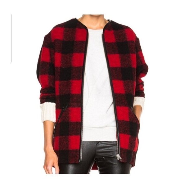 Isabel Marant Etoile plaid print wool blend designer barn coat jacket XS - Picture 1 of 8